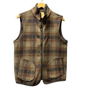 Vintage Upcountry Flannel Vest Jacket Womens Small Brown Plaid Full Zip +Pockets